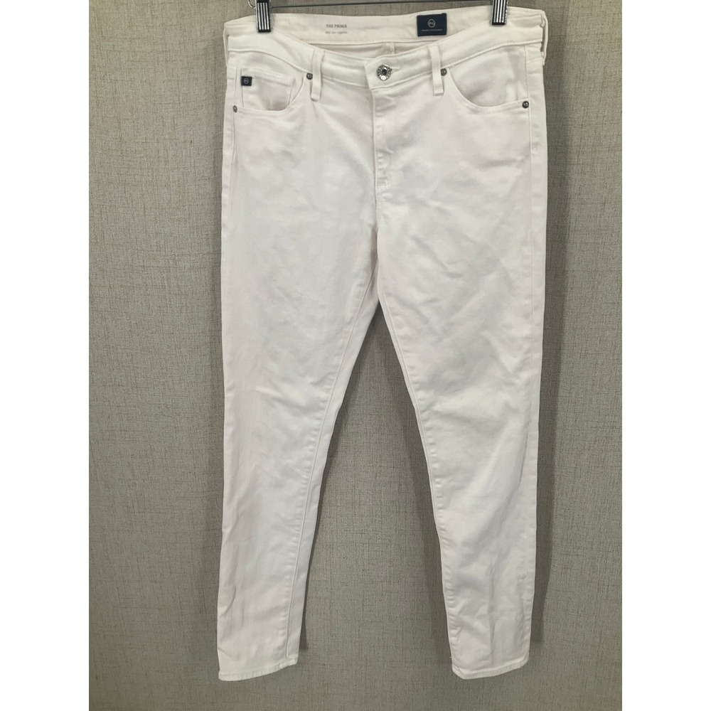 AG Adriano Goldschmied Prima Jeans Womens 28R White Mid Rise Cigarette Designer